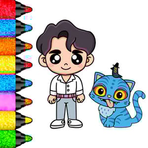 Coloring Book: Kpop Jinu & Blue Tiger